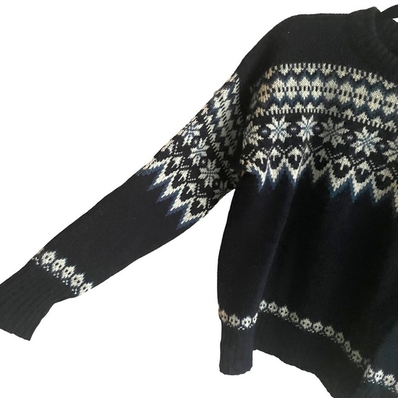 SCANDINAVIAN Vintage Wool Sweater Navy Blue White L - Picture 3 of 9